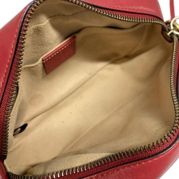 Auth GUCCI GG Marmont 448065 Red Leather Shoulder Bag - Picture 16 of 16